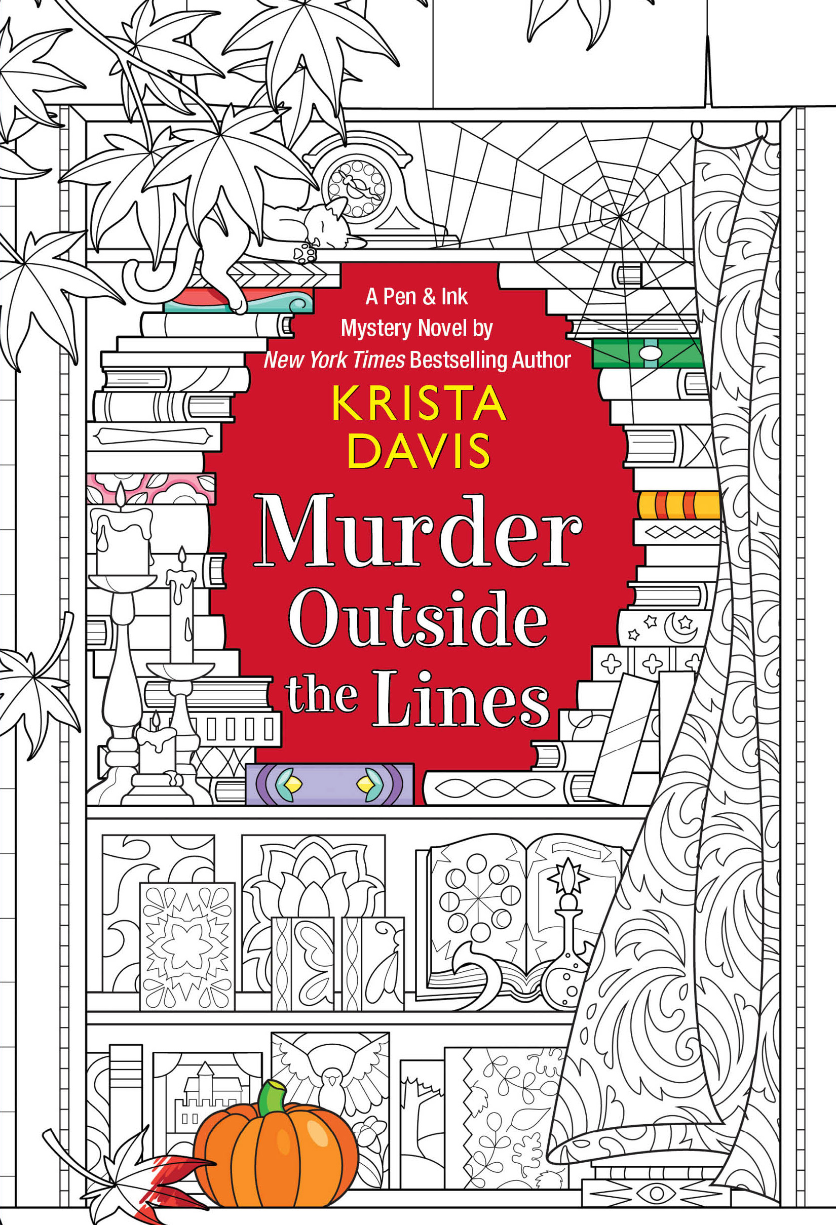 Murder Outside the Lines mystery novel with front and back covers you can color