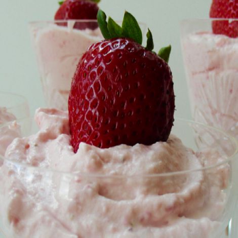 strawberry mousse with a large strawberry