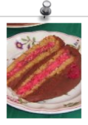 aphrodisiac cake with chocolate frosting and raspberry filling